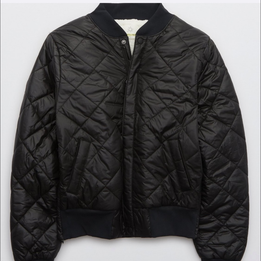 OFFLINE By Aerie Sherpa Lined Puffer Bomber Jacket